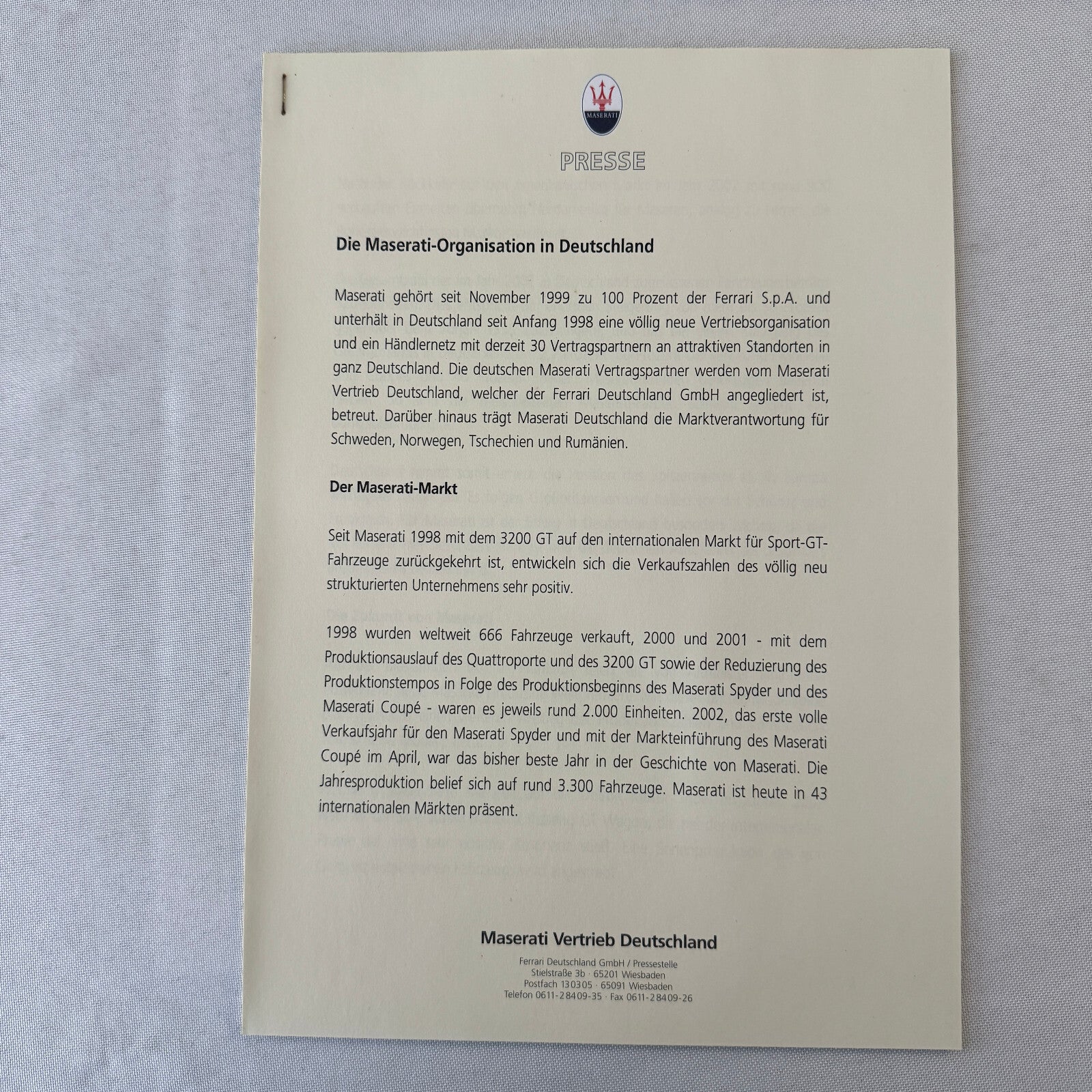 2003 Maserati Coupe & Maserati Spyder Press Kit Brochure Photo CD