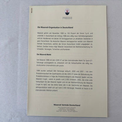 2003 Maserati Coupe & Maserati Spyder Press Kit Brochure Photo CD