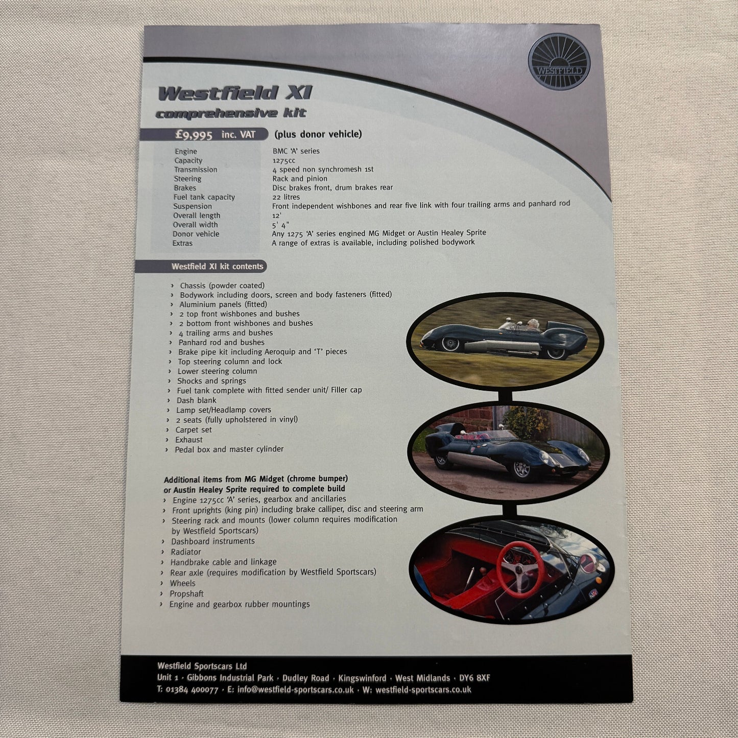 Westfield XI Kit Car Sales Brochure Advertising