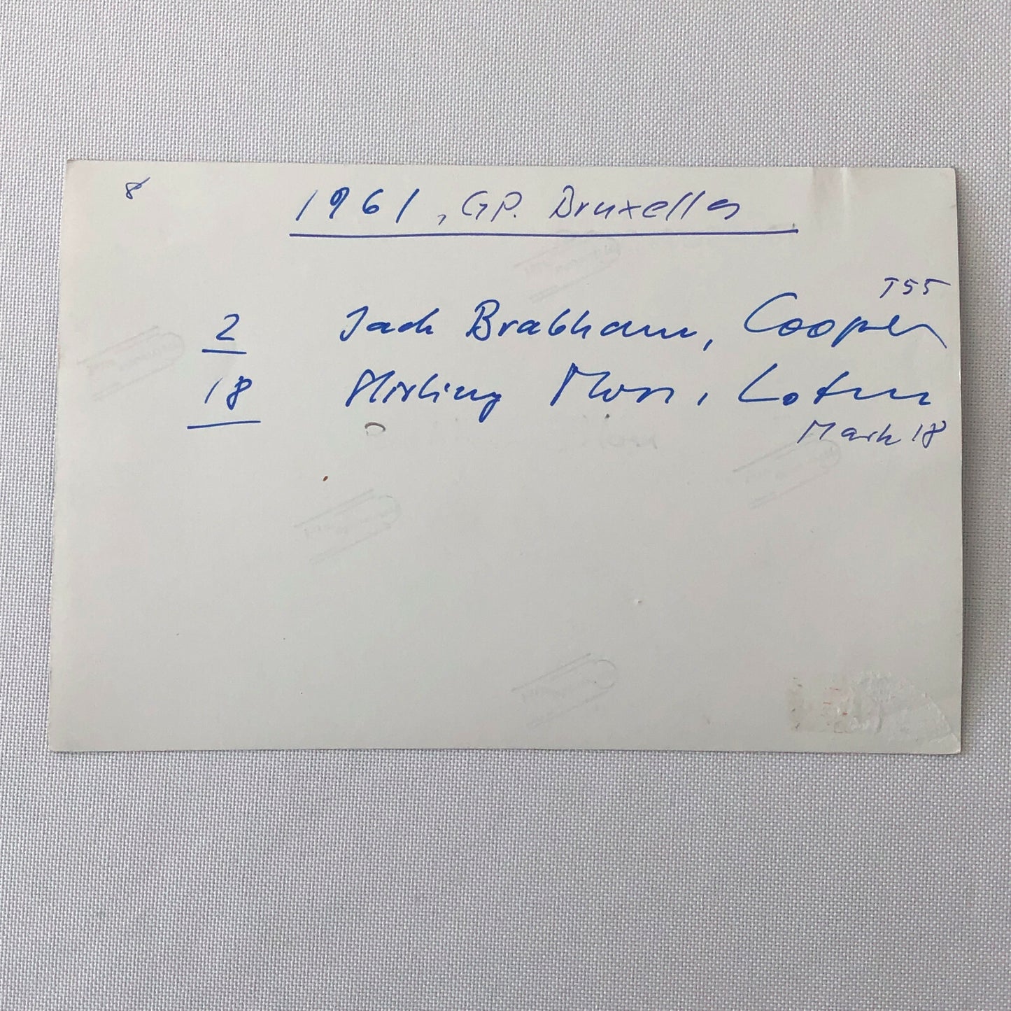 Vintage 1961 Grand Prix Racing Photo Photograph Stirling Moss Jack Brabham 