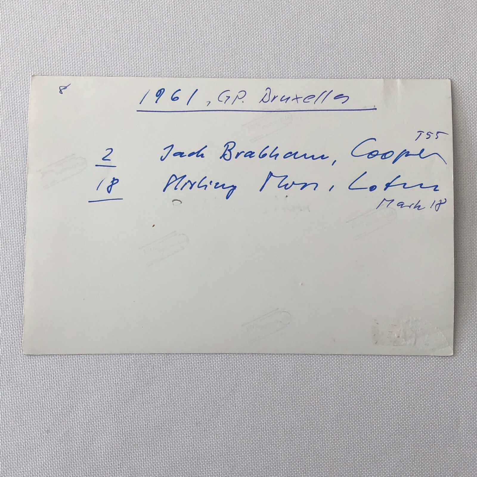 Vintage 1961 Grand Prix Racing Photo Photograph Stirling Moss Jack Brabham 