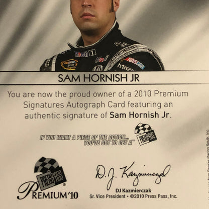 2010 Press Pass Premium Signatures Sam Hornish Jr Auto Autograph Signed Card