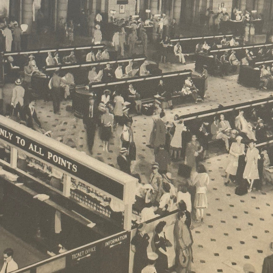 Vintage Train Station Railroad Photograph Washington DC Crowd People Photo Print