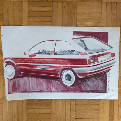 Styling Concept Automobile Illustration Art Drawing Sketch 1984 LANDUYT Ford ?
