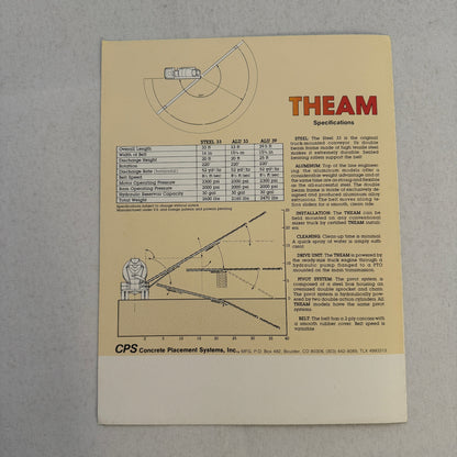 London Mahinery Company Theam Truck Mouhnted Concrete Conveyor Brochure Catalog