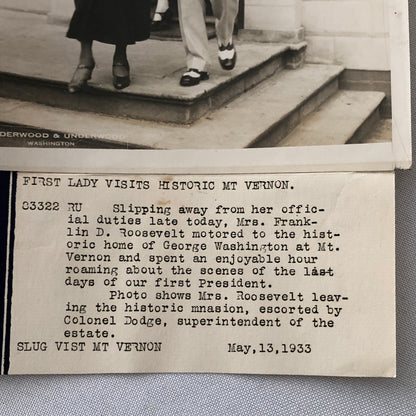 Press Photo Photograph Eleanor Roosevelt First Lady 1933 George Washington House