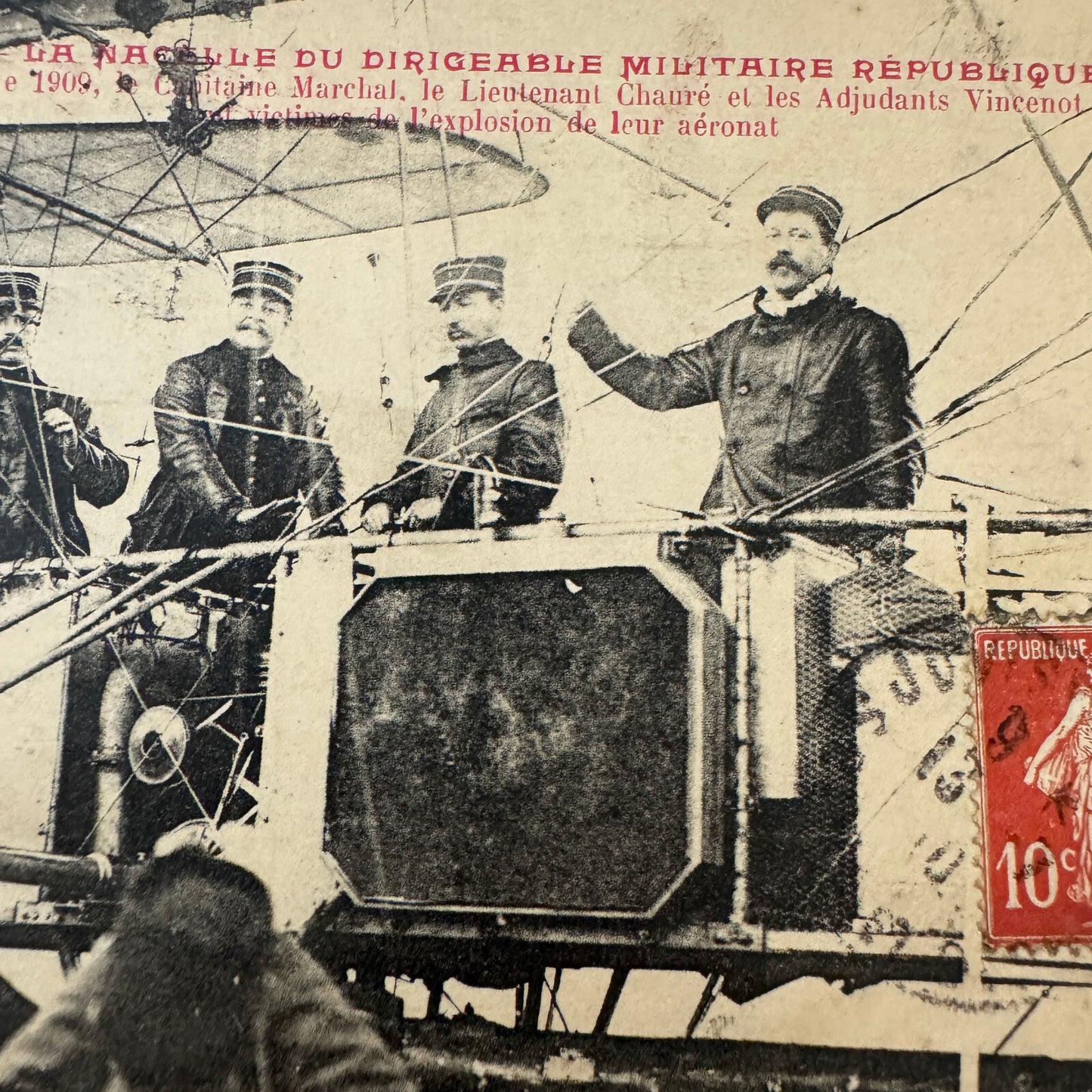 Vintage Zeppelin Airship Dirigible Postcard Post Card French Republique Military