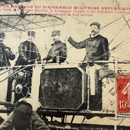 Vintage Zeppelin Airship Dirigible Postcard Post Card French Republique Military