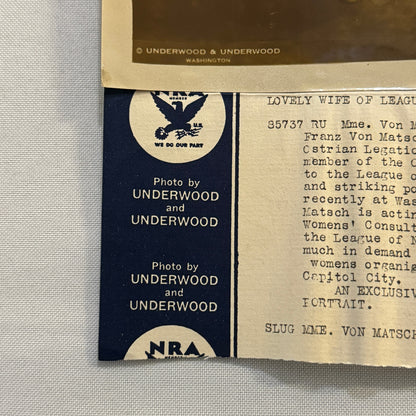 1934 Press Photo Photograph Wife of League of Nations Official with Dog