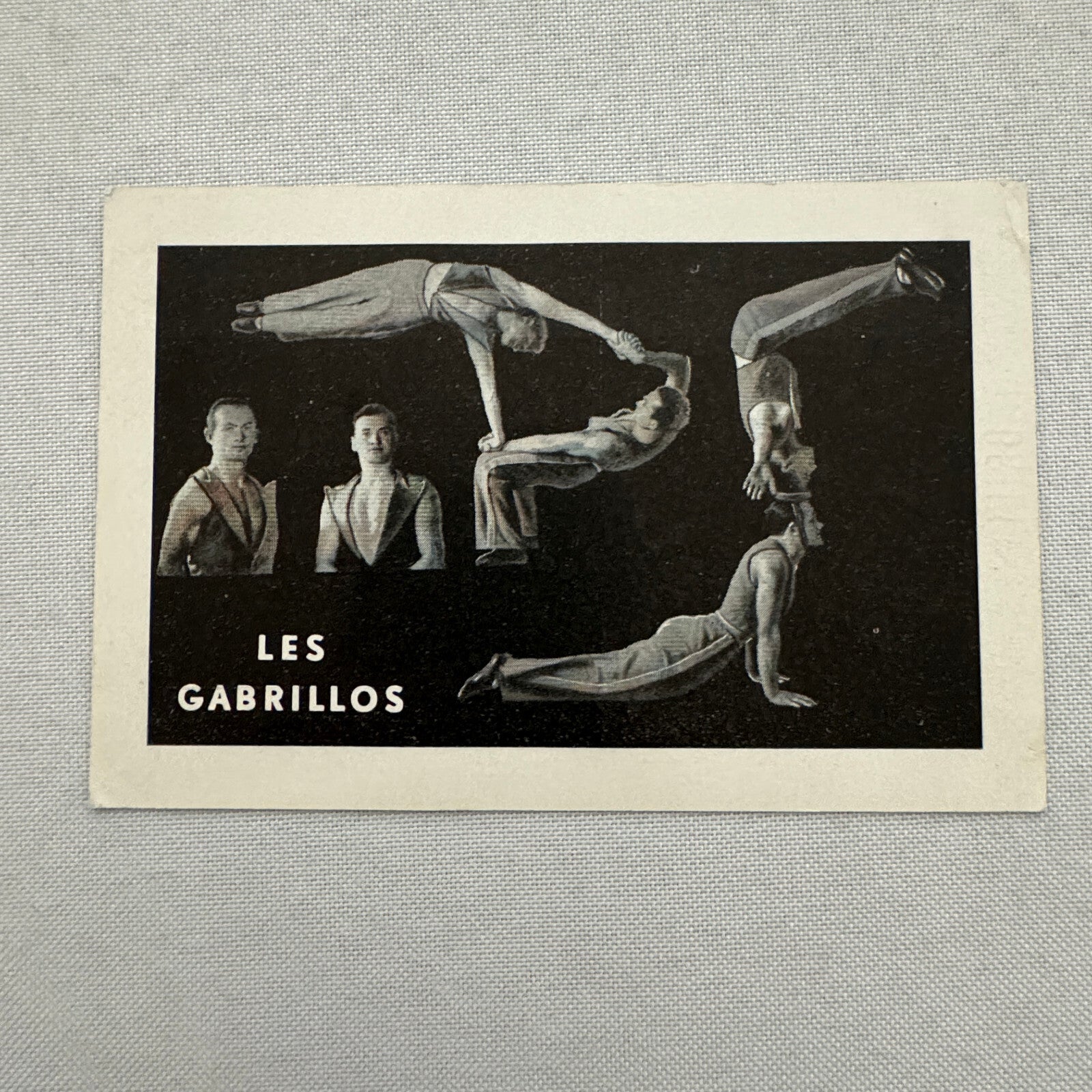 Vintage Circus Postcard Les Gabrillos Acrobat Balancing Act