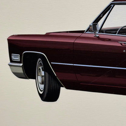 Vintage Cadillac Coupe de Ville Car Illustration Art Drawing Hand Drawn