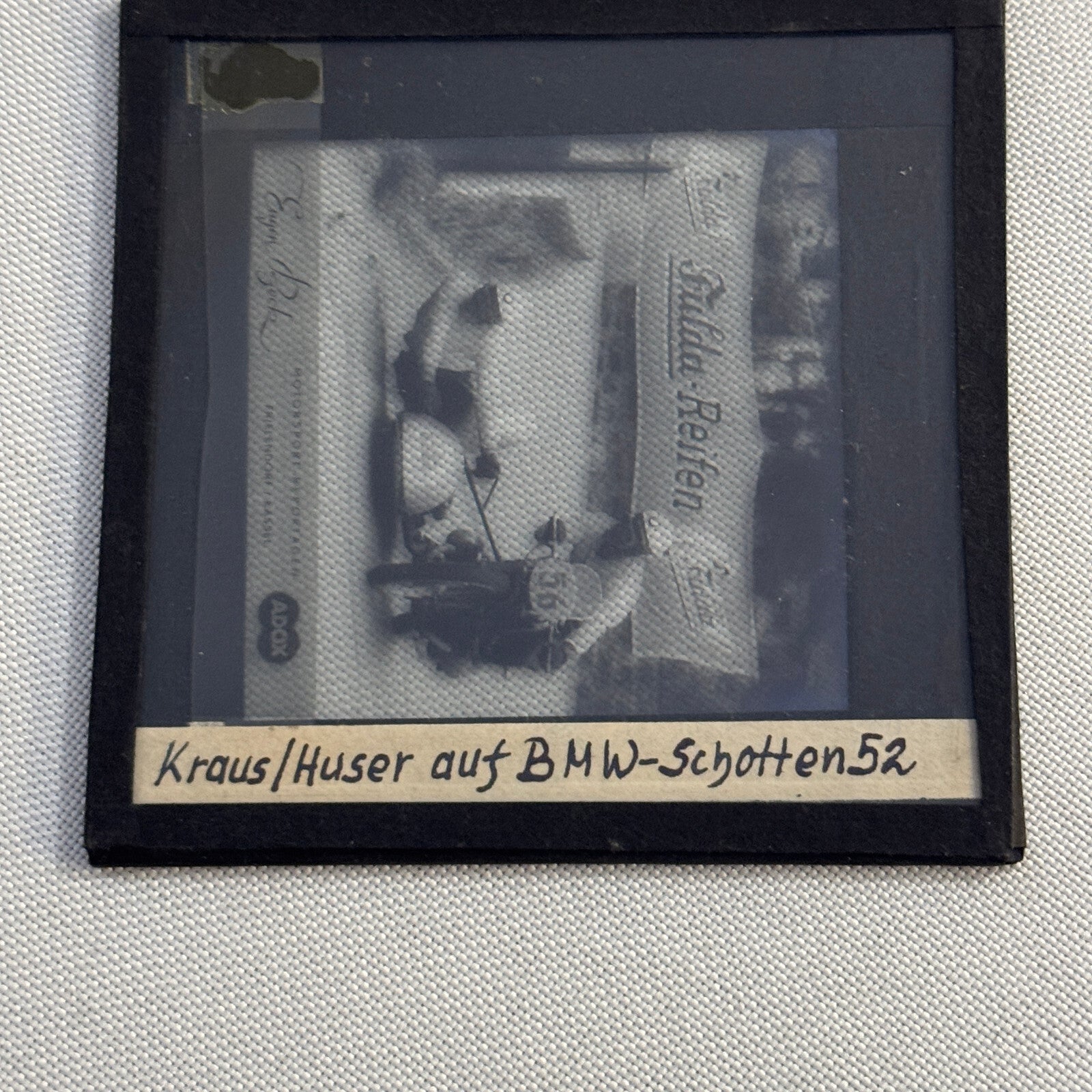Glass Plate Lantern Slide Motorcycle Sidecar Racing Race German BMW Kraus Huser
