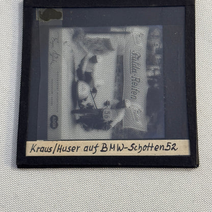 Glass Plate Lantern Slide Motorcycle Sidecar Racing Race German BMW Kraus Huser