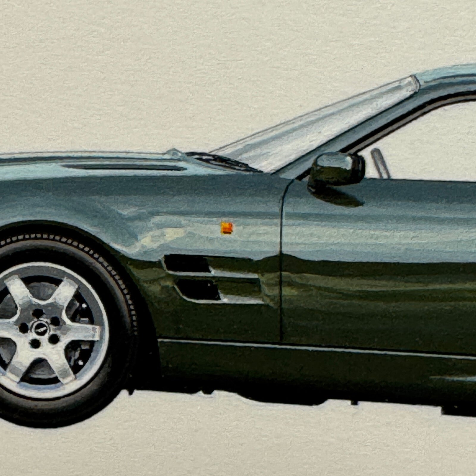 1993 Aston Martin Vantage Car Illustration Art Drawing Vintage Miniature