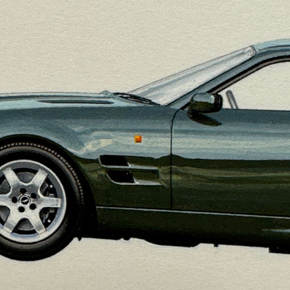 1993 Aston Martin Vantage Car Illustration Art Drawing Vintage Miniature