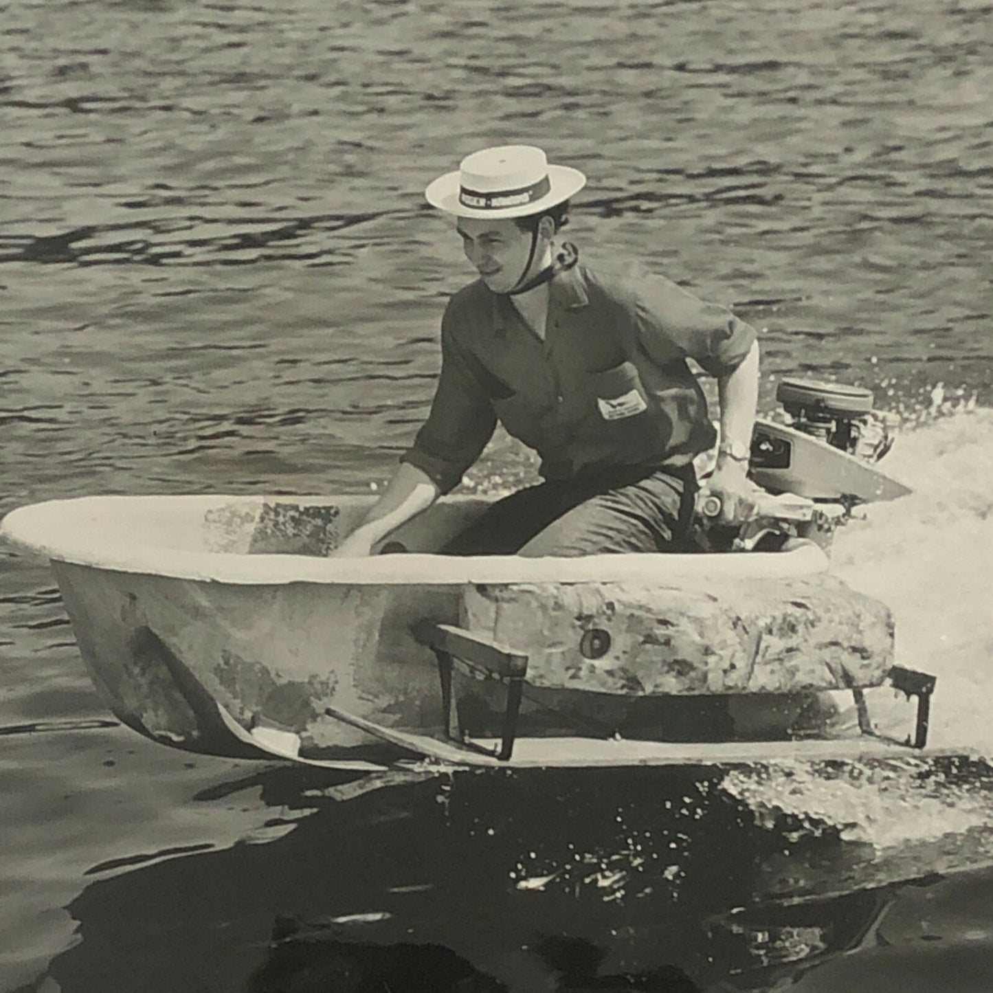 Motor Boat Racing Press Photo Photograph Print Race Converted Bathtub with Motor