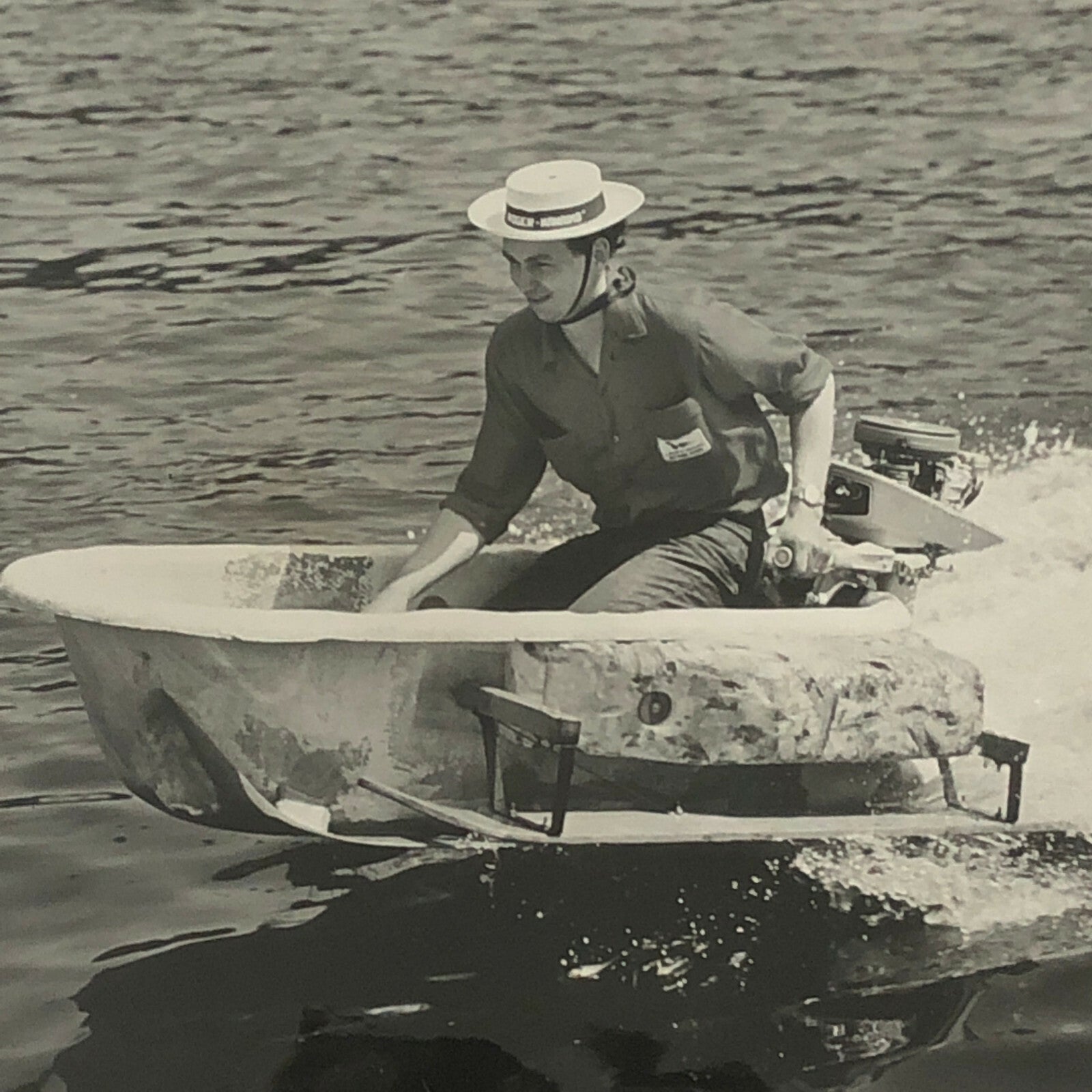Motor Boat Racing Press Photo Photograph Print Race Converted Bathtub with Motor