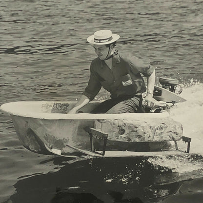 Motor Boat Racing Press Photo Photograph Print Race Converted Bathtub with Motor