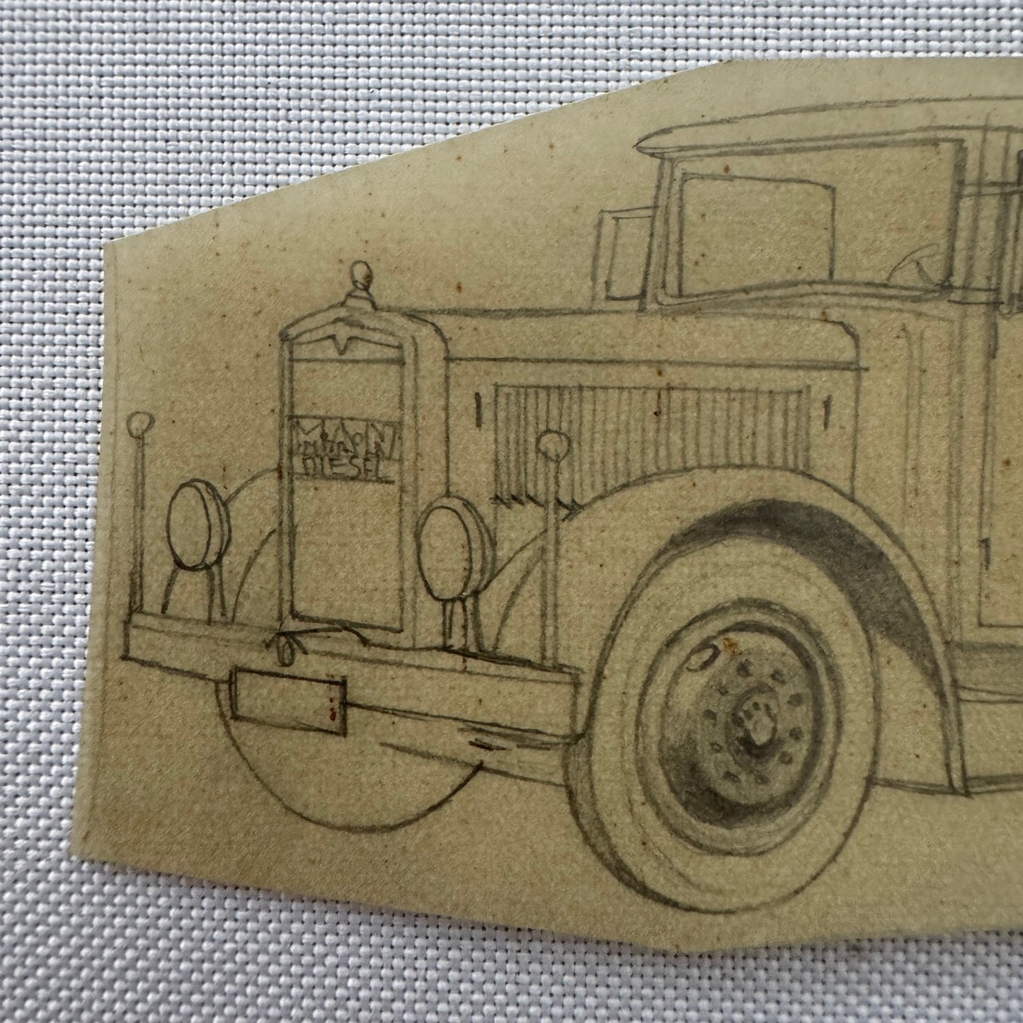 Vintage Illustration MAN LKW Truck Hand Drawn Drawing Sketch Art Germany