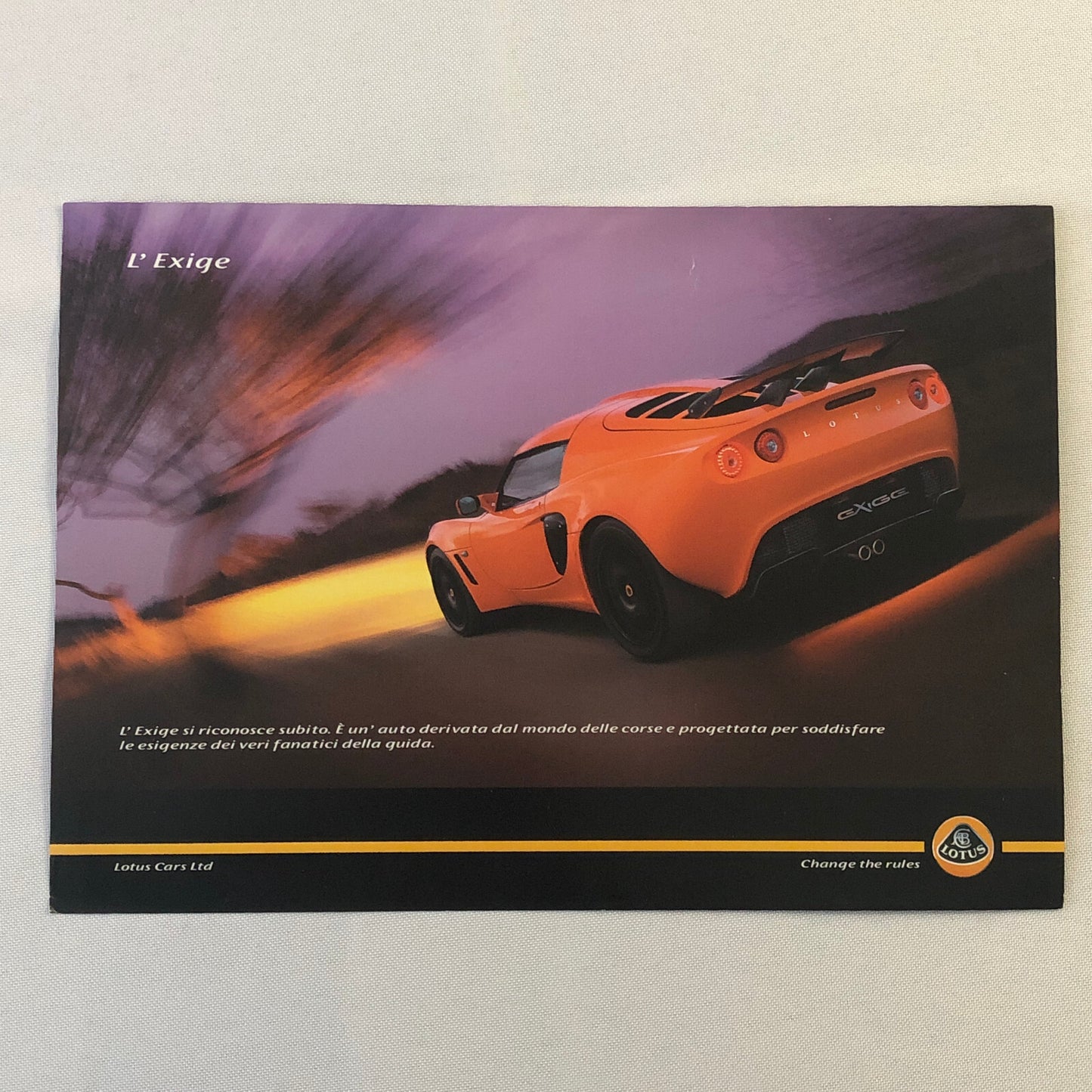 Lotus Exige Sales Sheet Brochure Advertising ITALIAN TEXT
