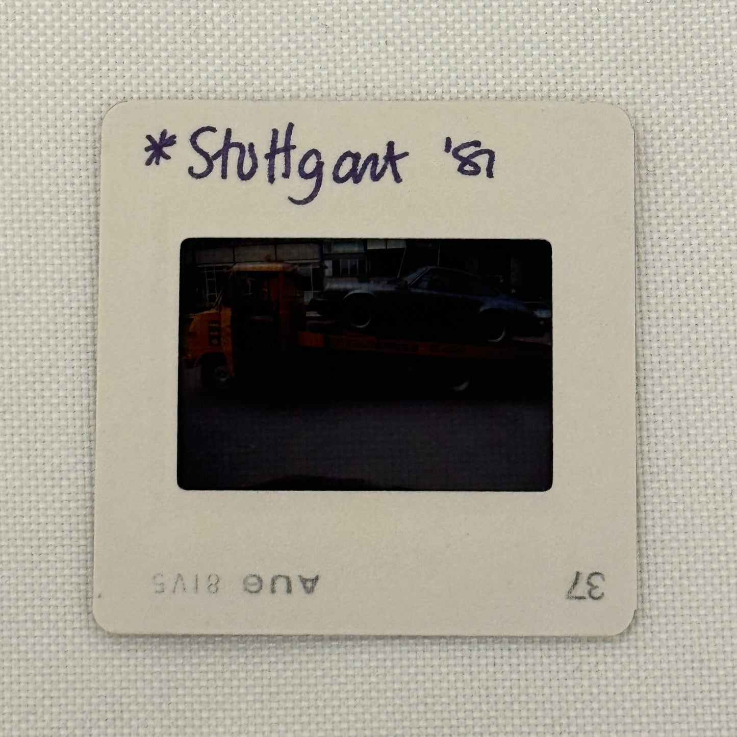 35MM Vintage Photo Slide Porsche 911 Car On Flatbed Truck Stuttgart Germany