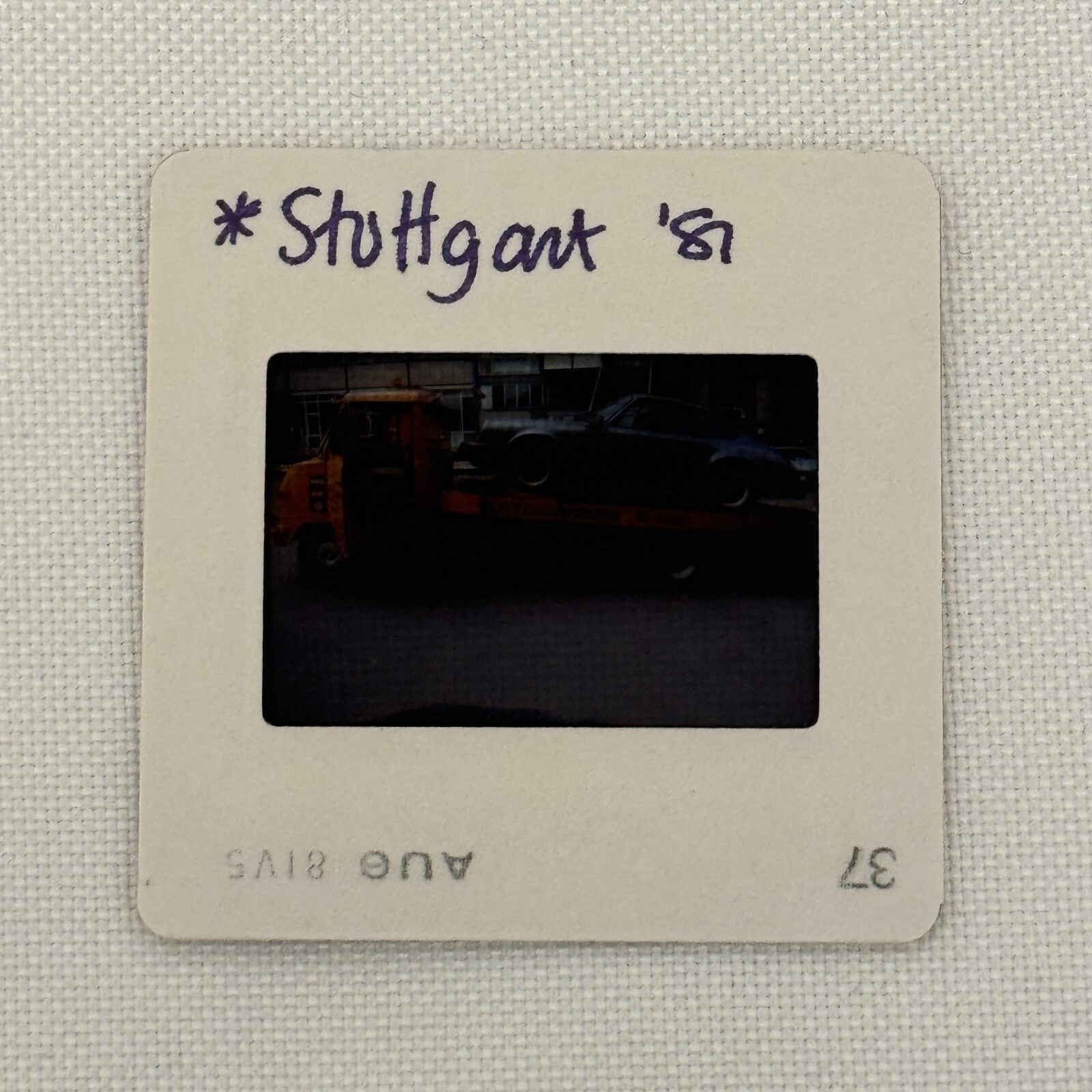 35MM Vintage Photo Slide Porsche 911 Car On Flatbed Truck Stuttgart Germany