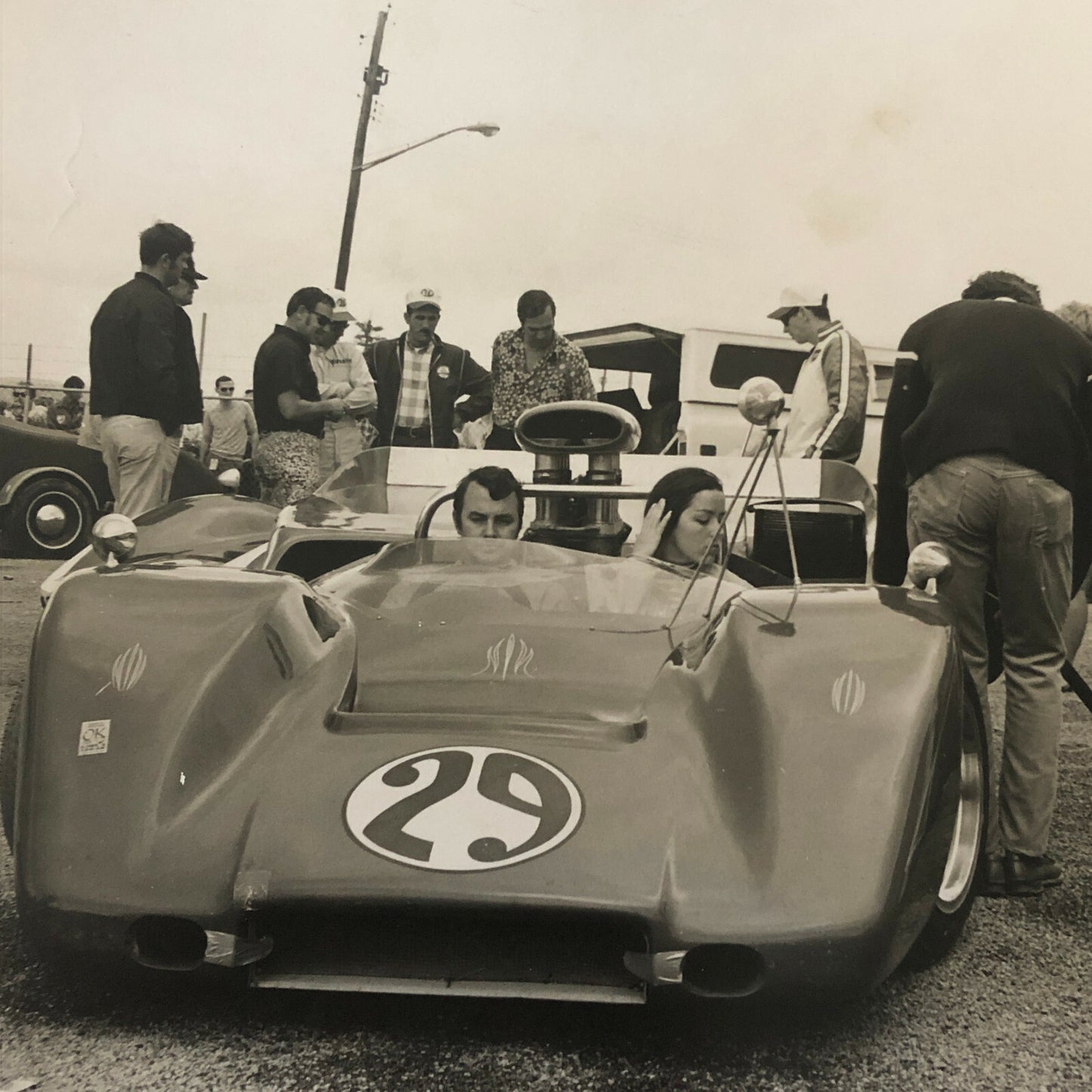 Vintage Racing Car Photo Photograph Lot of 2 - Couple in Can Am Car CanAM