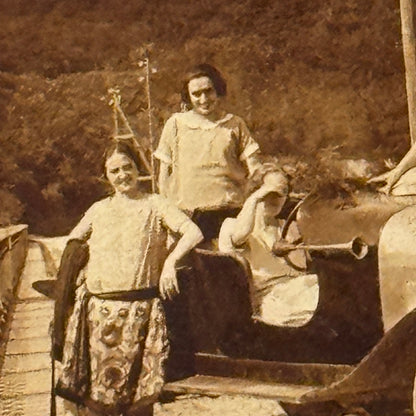 Vintage Photo Photograph Print Women with Early Automobile Car Antique 1926