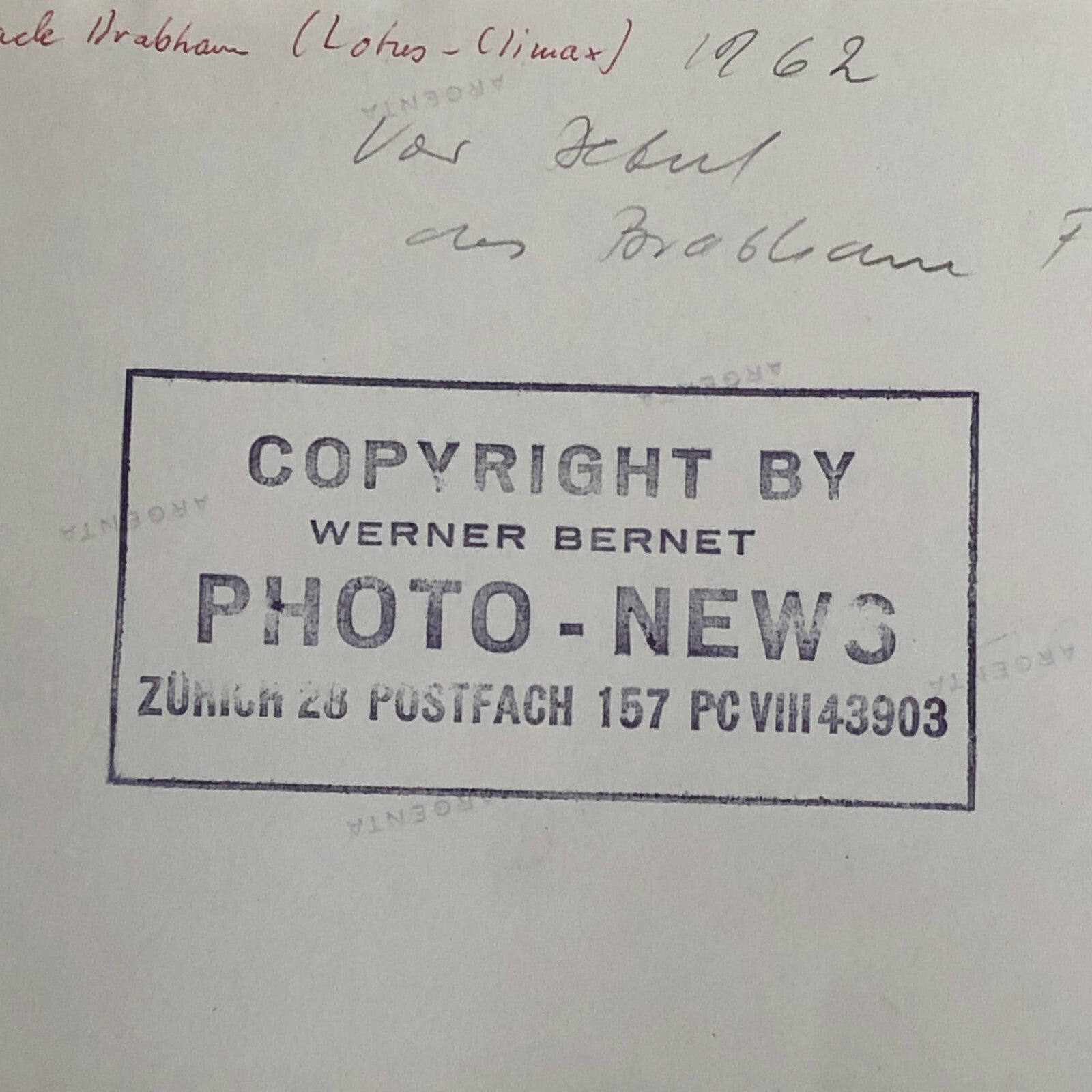 Vintage Racing Photo Photograph Jack Brabham Driver in Lotus Climax Car 1962