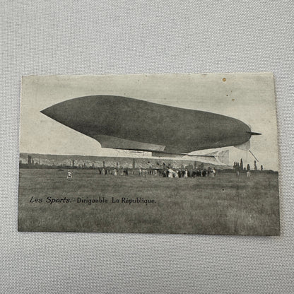 Vintage Zeppelin Airship Dirigible Postcard Post Card French Republique Military