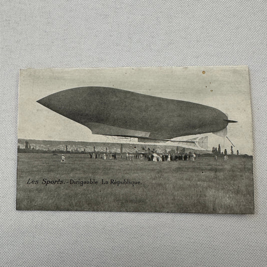 Vintage Zeppelin Airship Dirigible Postcard Post Card French Republique Military