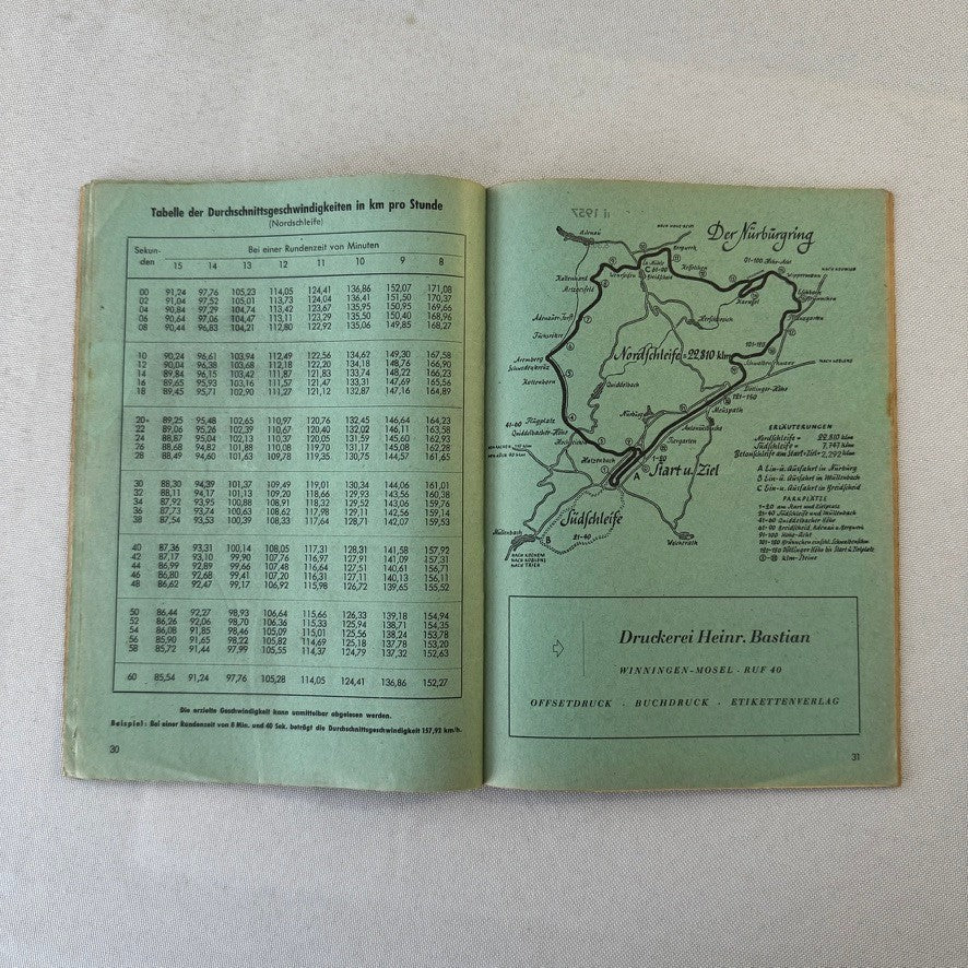 1957 ADAC 1000KM Racing Program Nurburgring Race German