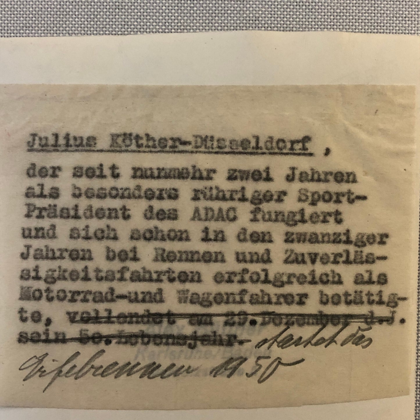 Vintage Racing Photo Photograph ADAC President on Radio ?