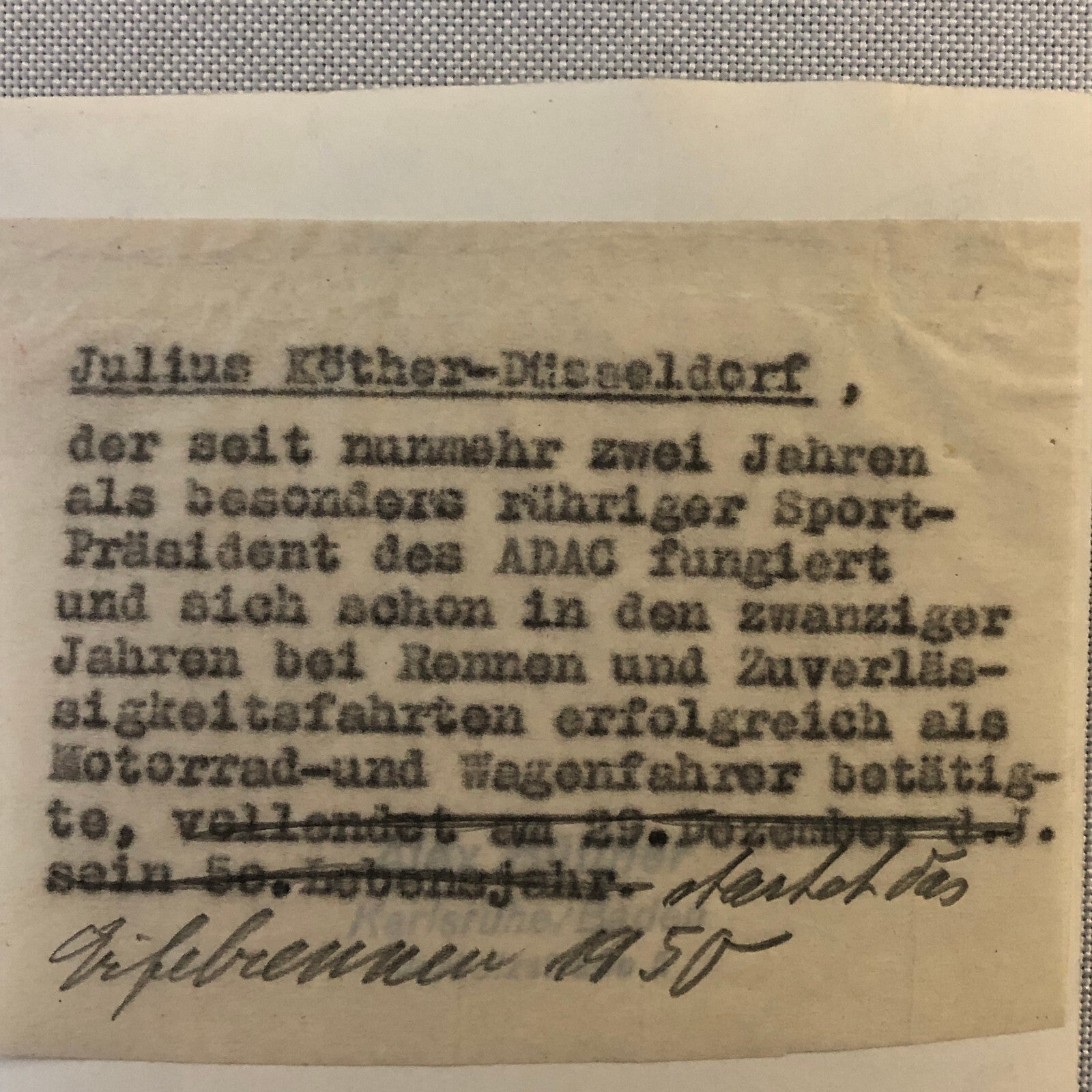 Vintage Racing Photo Photograph ADAC President on Radio ?