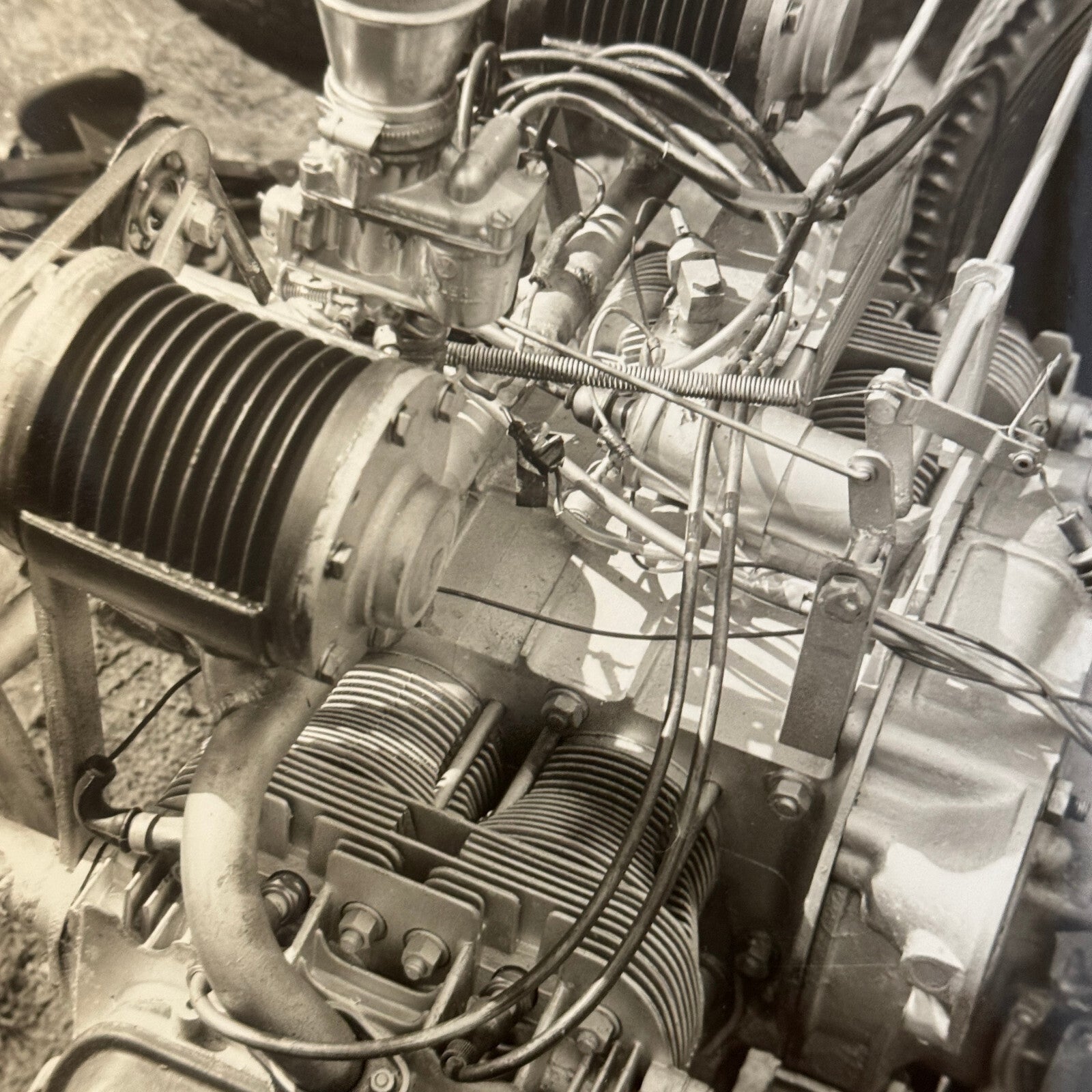Vintage Racing Car Engine Photo Photograph Print Lot 2x