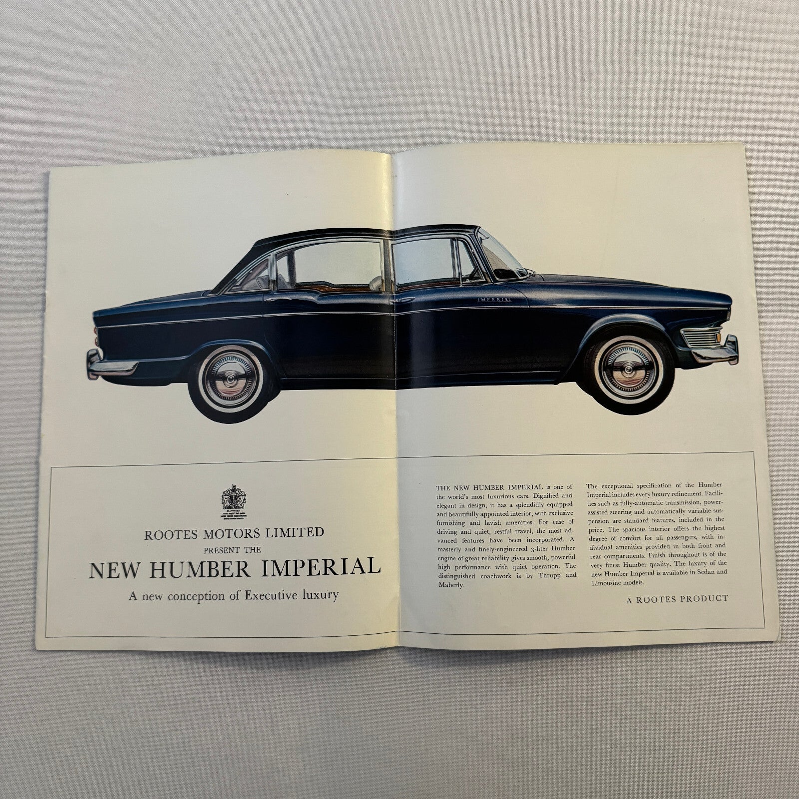 Humber Super Snipe and Humber Imperial Car Sales Brochure Catalog Vintage