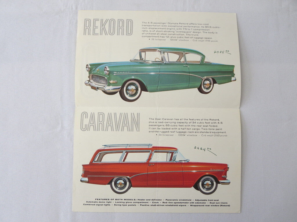 Vintage Opel Olympia Rekord and Caravan Sales Brochure - Car Advertising 