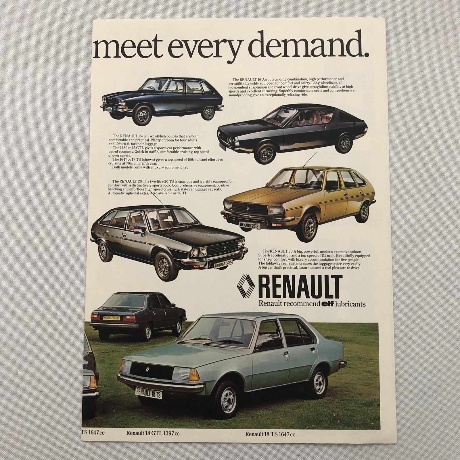 Renault A442 LeMans Paper Racing Car Model Brochure Renault 4 5 12 18 20 30 16