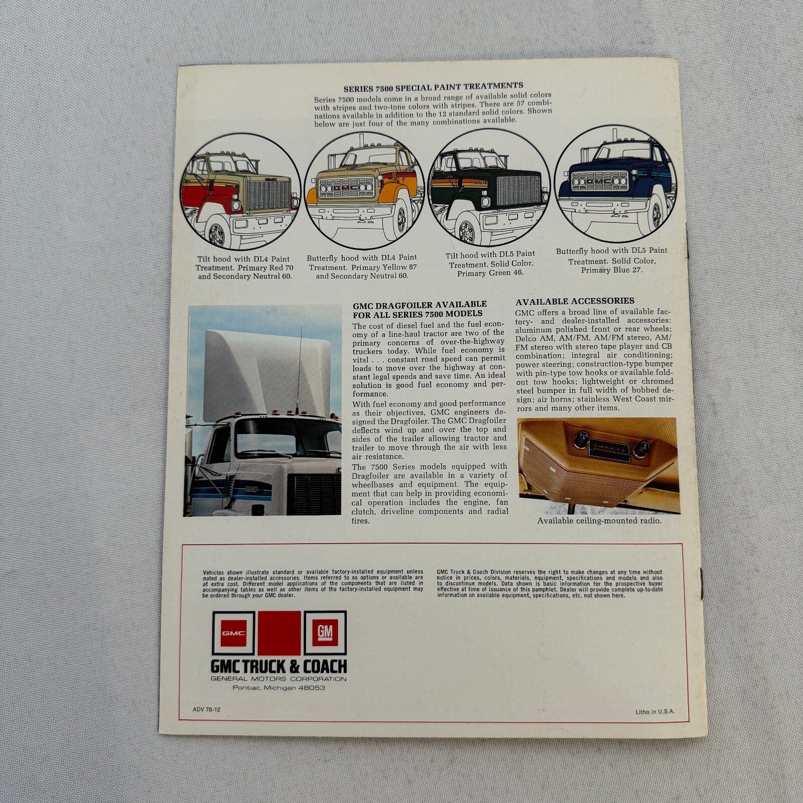 GMC 7500 Truck Sales Brochure Catalog Advertising