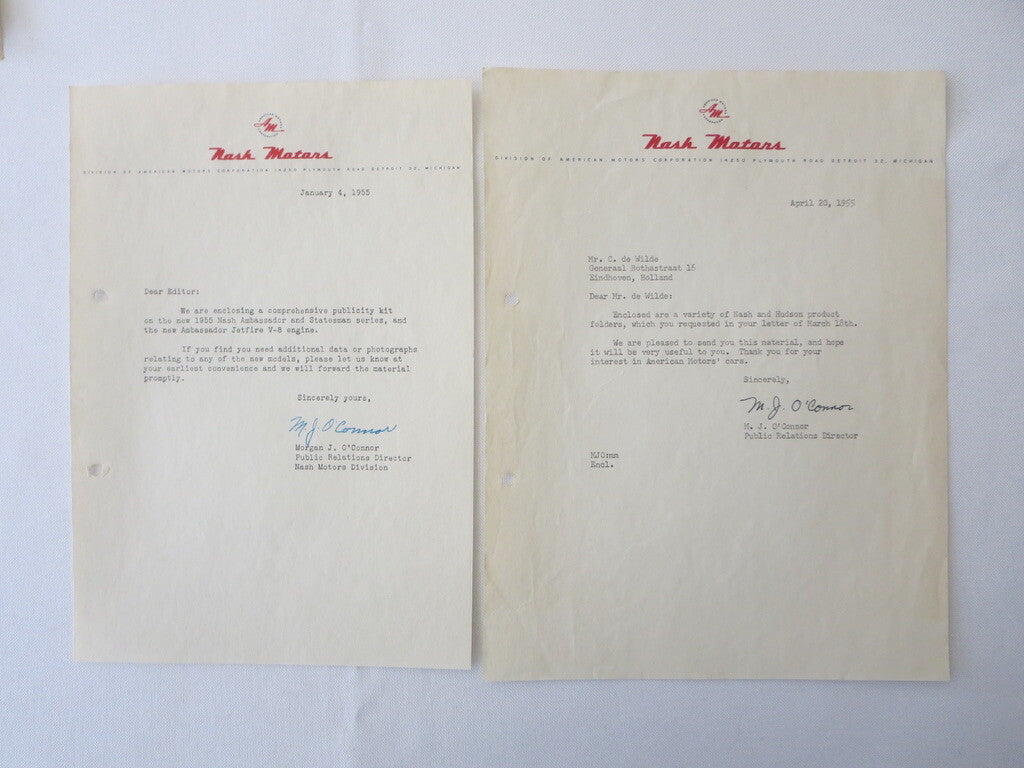 1949 - 1955 Nash Motors Car Company Letter Letterhead Document Lot of 8