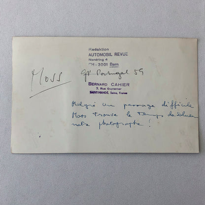 Vintage Sitrling Moss Racing Photo Photograph Bernard CAHIER