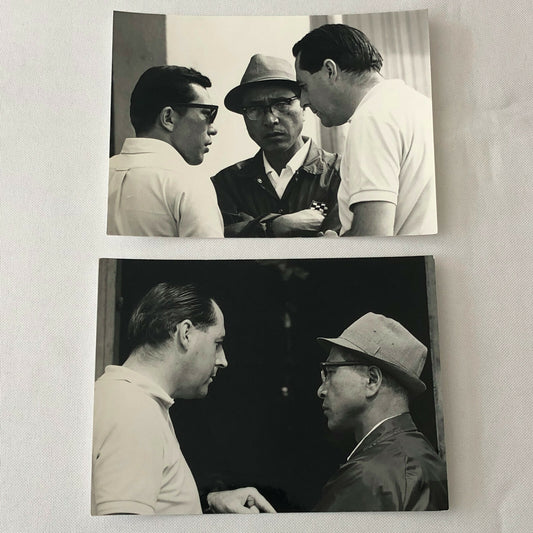 Vintage 1960s Honda Racing Photo Lot of 2 Jack Brabham with Yoshio Nakamura 