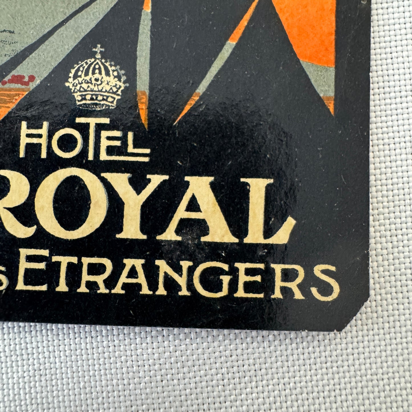 Vintage Hotel Travel Luggage Label Hotel Royal Des Etrangers Naples Italy