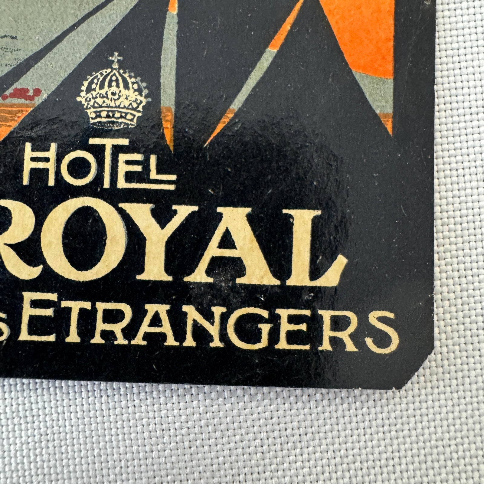 Vintage Hotel Travel Luggage Label Hotel Royal Des Etrangers Naples Italy