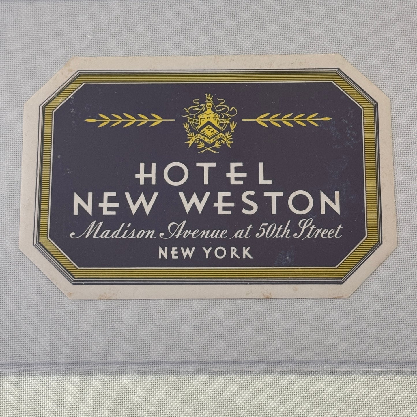 Vintage Hotel Travel Label Hotel New Weston Madison Avenue New York NY