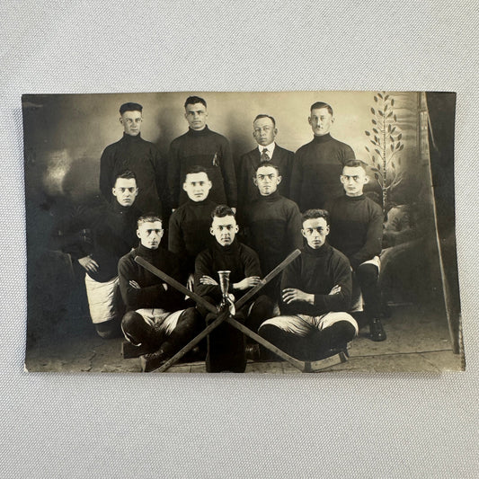 Antique Hockey RPPC Real Photo Postcard Post Card Amateur Team Players