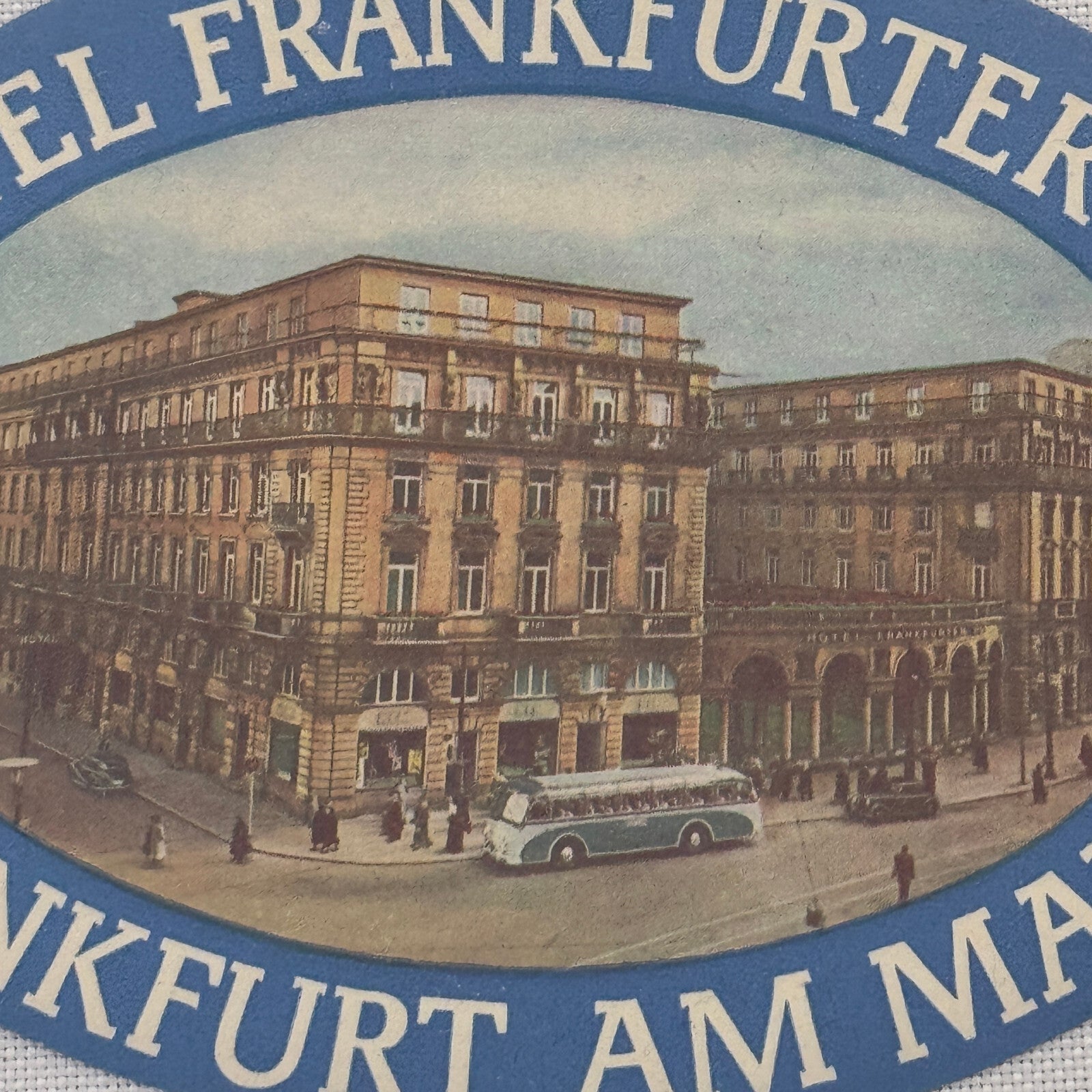 Vintage Hotel Travel Luggage Label Frankfurt Germany Hotel Frankfurter