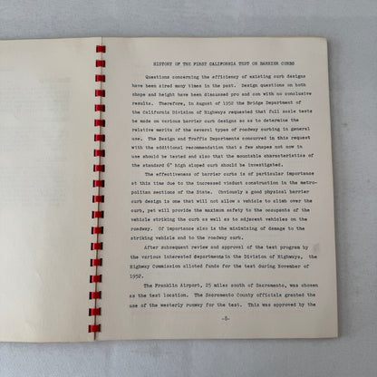 1953 California Civil Engineering Road Construction Report Curb Test Automobile