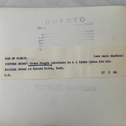 Juan Manuel Fangio Son Cacho Fangio Brands Hatch UK Press Photo Photograph