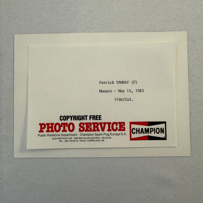 Patrick Tambay Racing Driver Photo Photograph Champion Sparkplug 1983